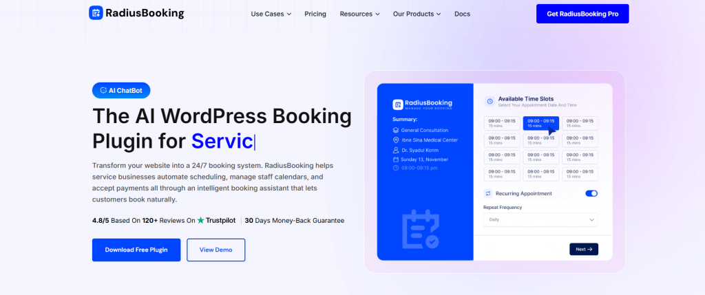Radius Booking