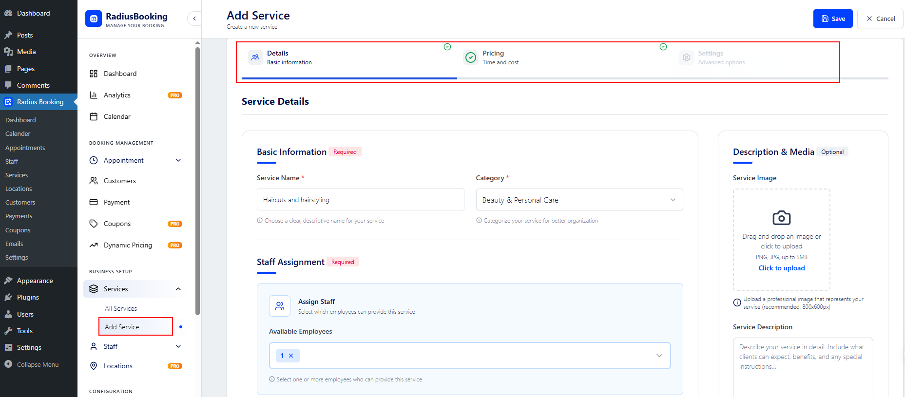 Install Radius Booking Plugin