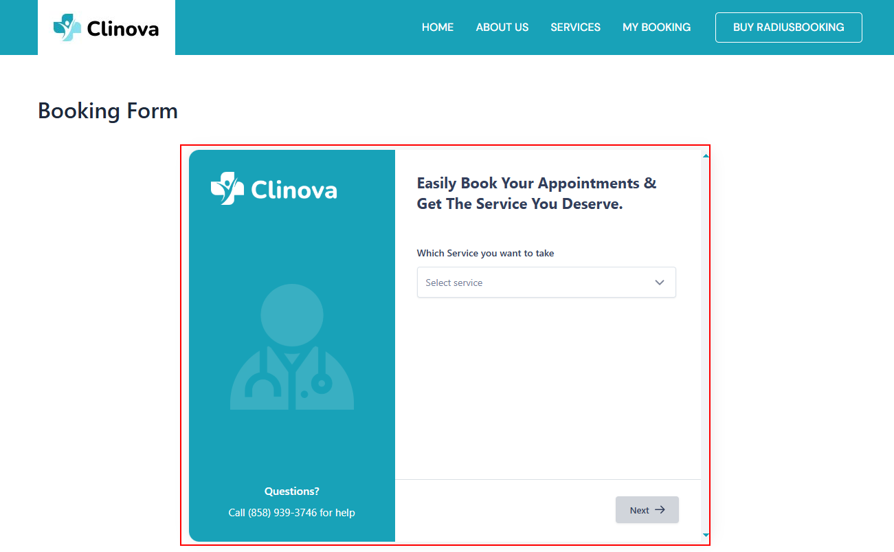 booking form