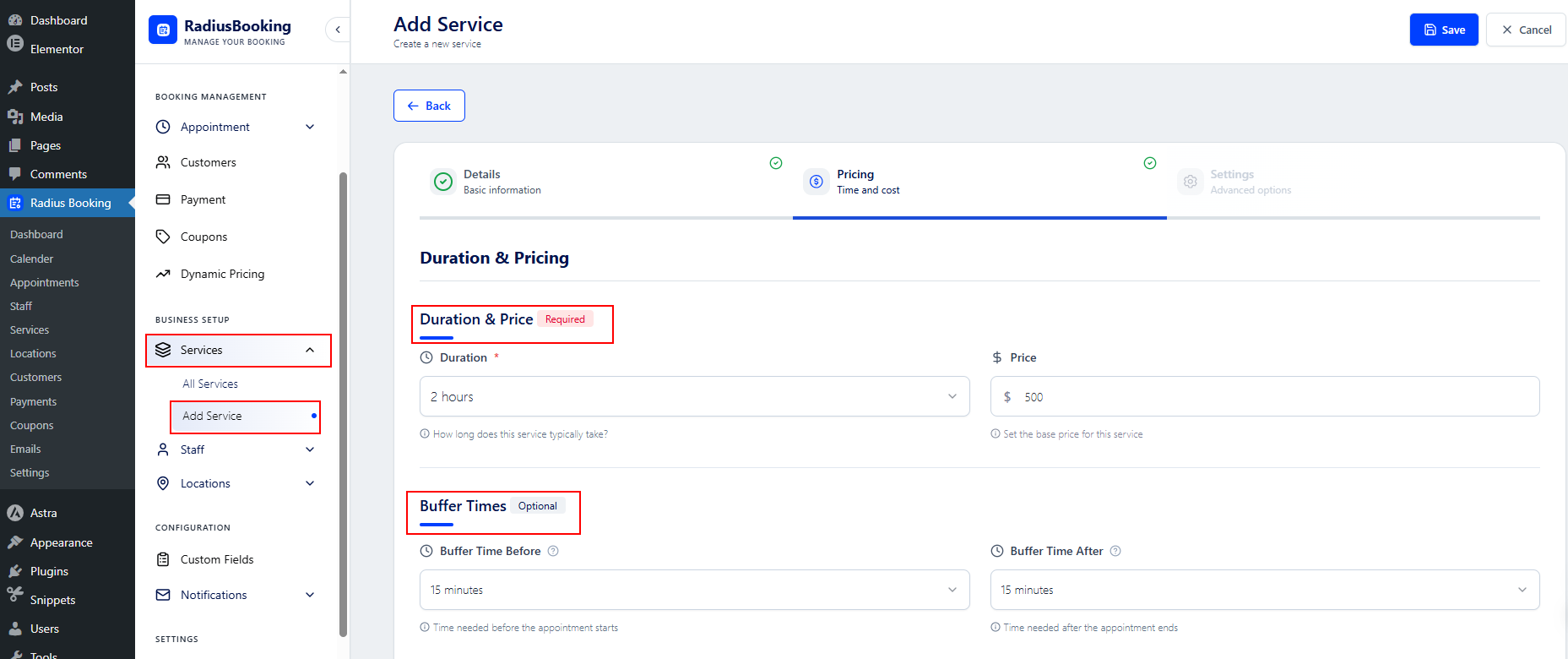 duration & pricing
