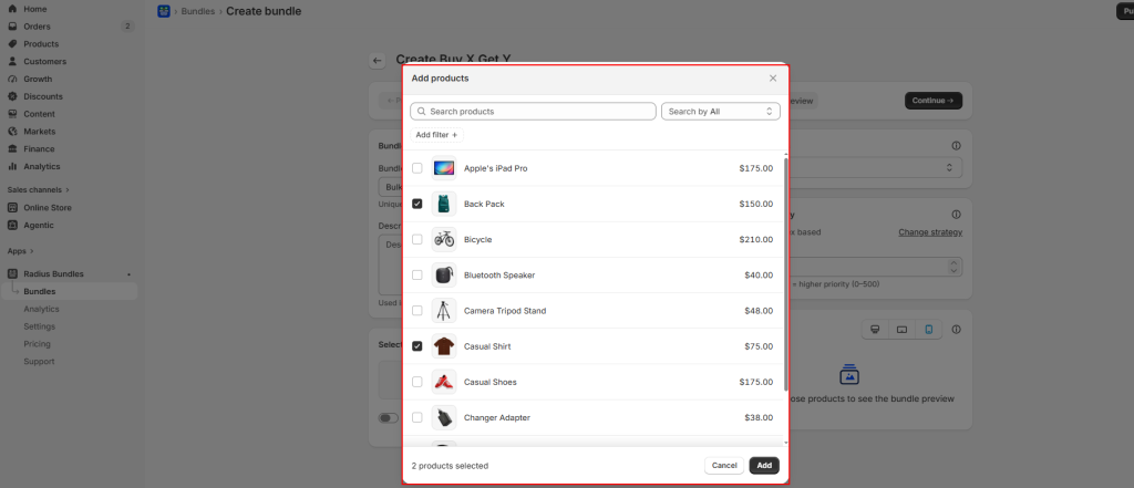 add product to set roles