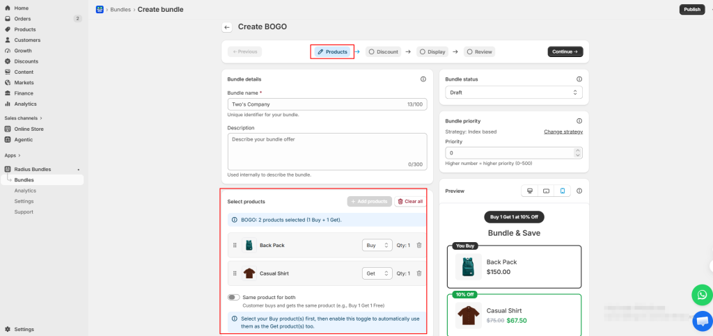 add shopify product