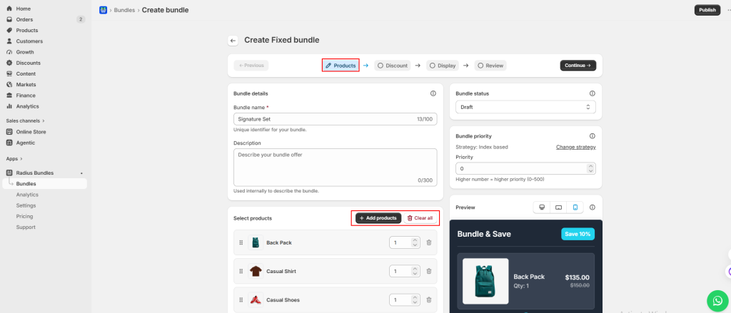 add products